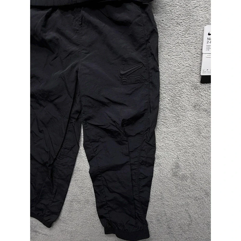 Nike Tracksuit Unisex Kids 5 Black Air 2 Piece Jacket Pants Set Nylon Zip‎